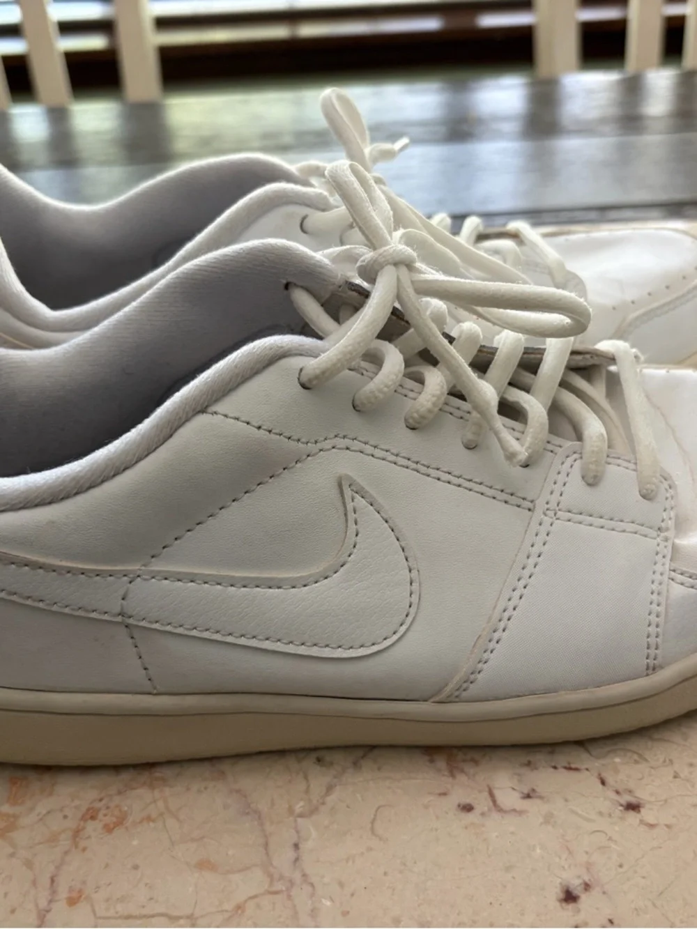 Nike Men’s White Low-Top Leather Sneakers with Cream Sole